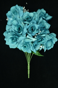 Teal Micro Peach Open Rose Bush With Veins x12 (Lot of 1) SALE ITEM